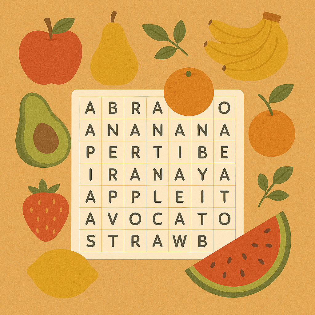 Caça-palavras de frutas