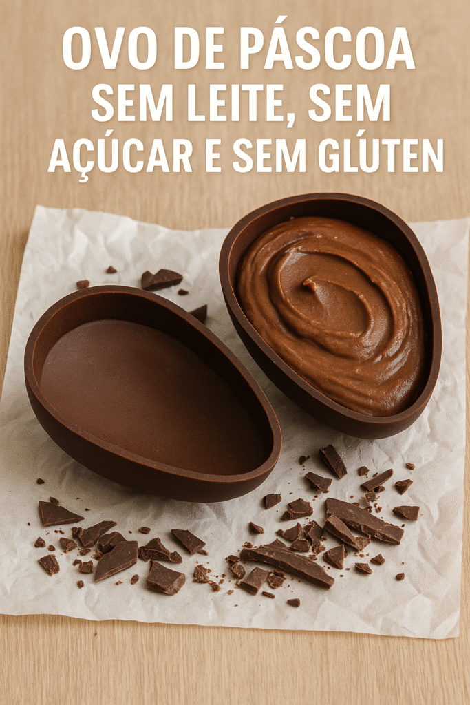 Ovo de páscoa sem lactose, sem açúcar, sem glúten.