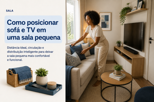 Como posicionar sofá e TV em uma sala pequena