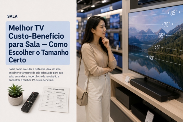 Melhor TV Custo-Benefício para Sala — Como Escolher o Tamanho Certo