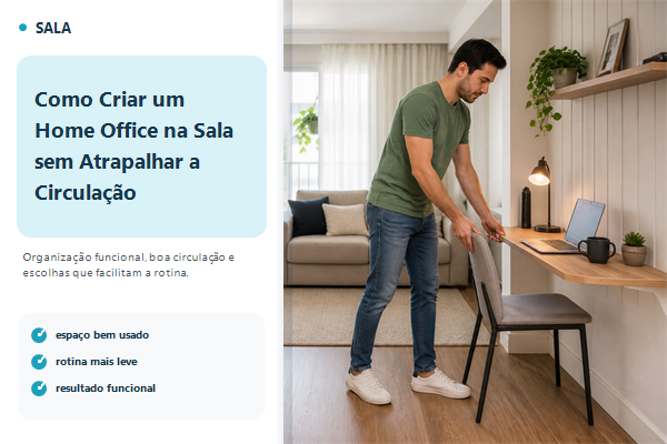 Como Criar um Home Office na Sala sem Atrapalhar a Circulação